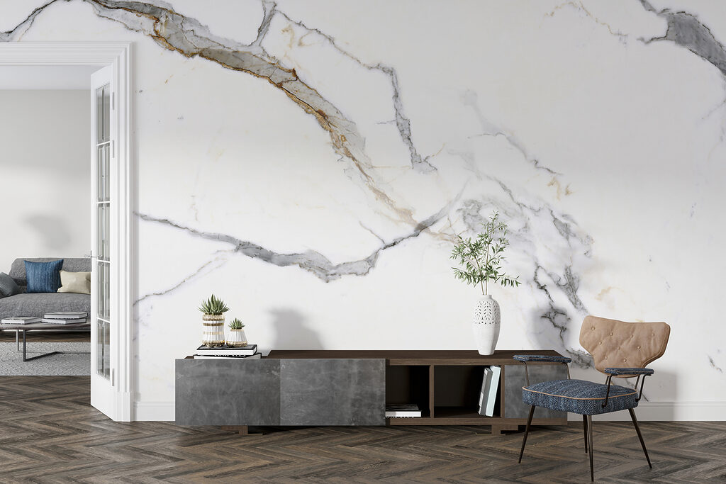 Grijze aders over wit — interieur 2