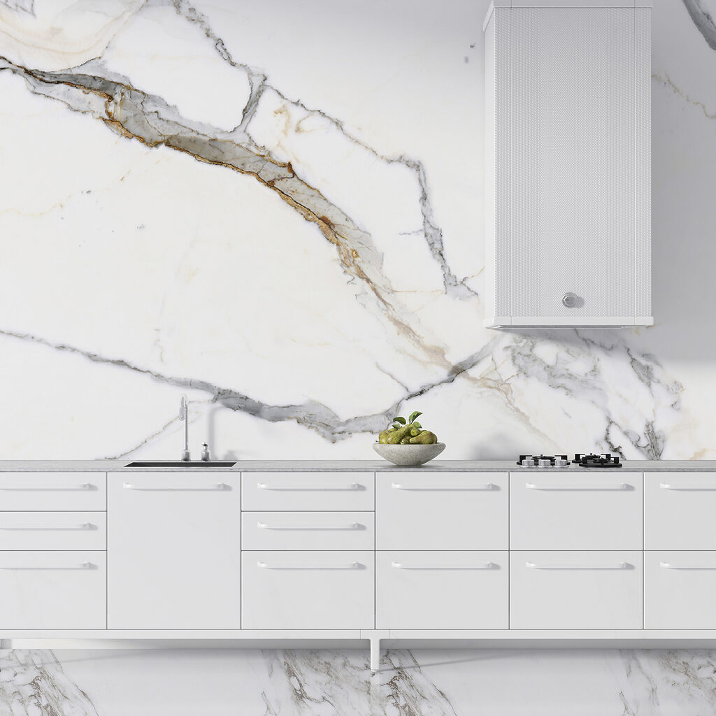 Grijze aders over wit — interieur 3