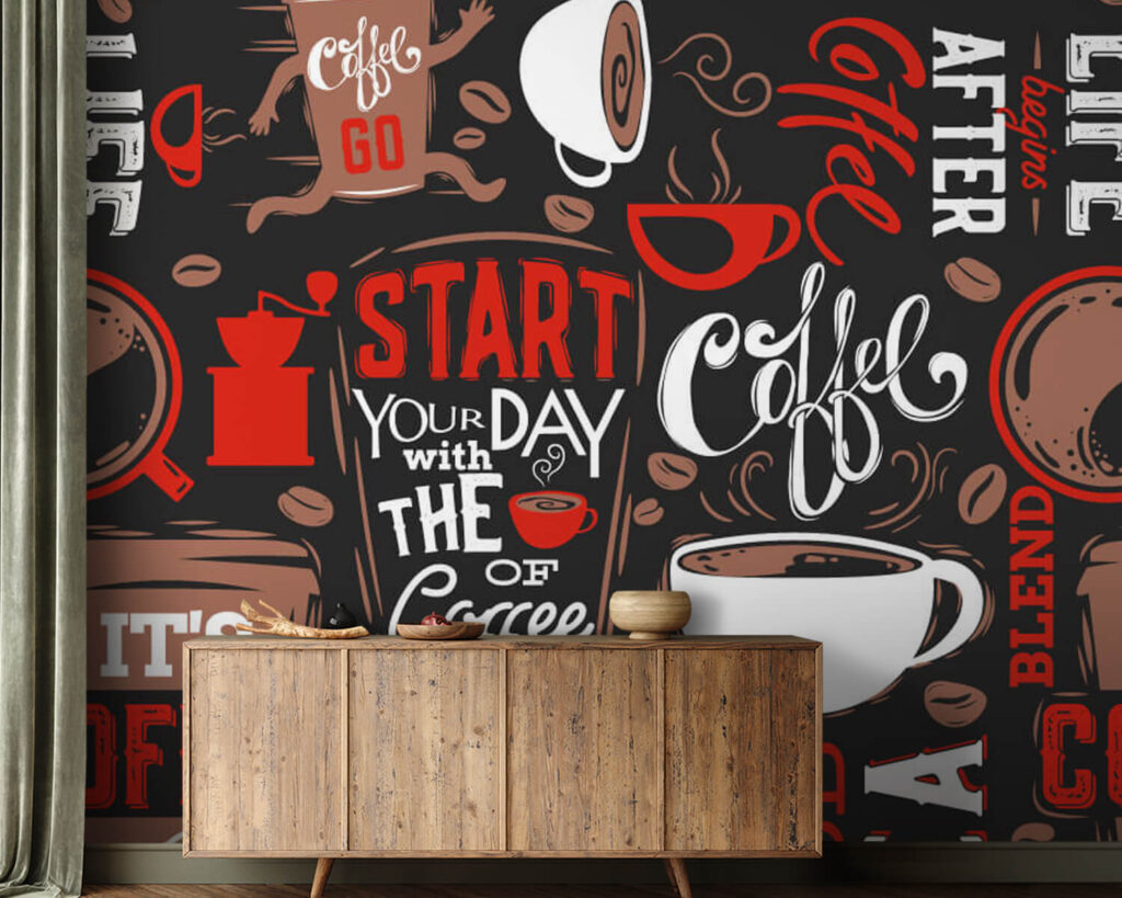 Koffie in rode letters — interieur 2