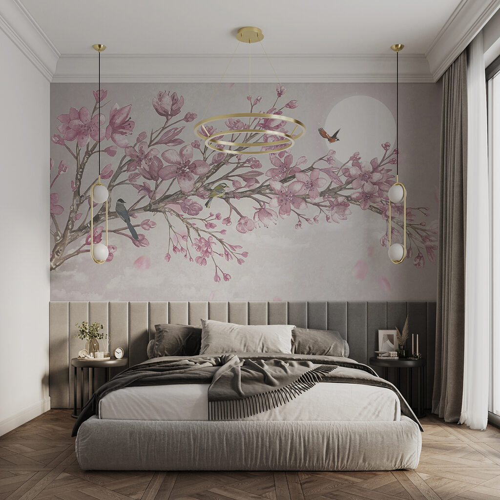 Vogels op bloesemtak, maanlicht — interieur 11