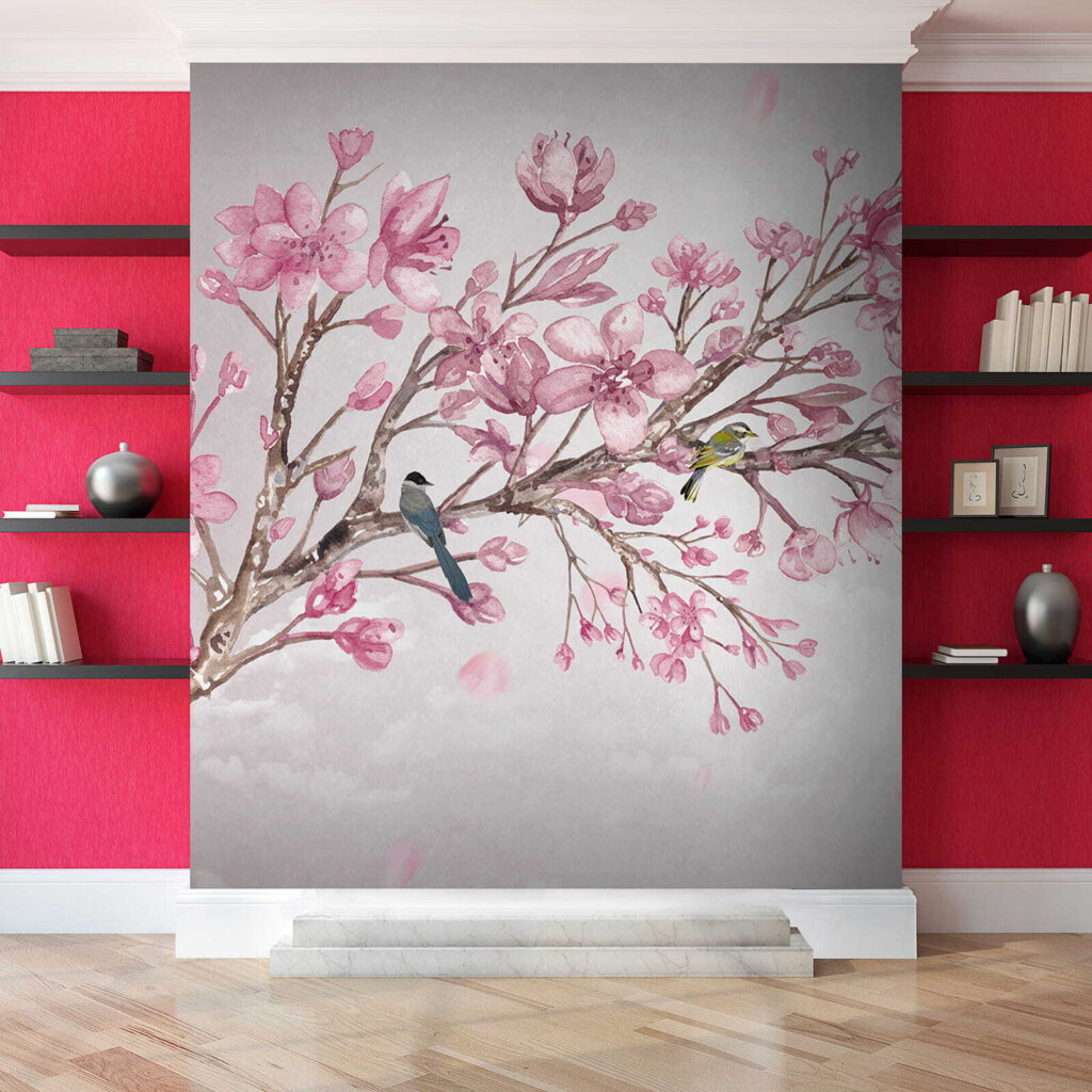 Vogels op bloesemtak, maanlicht — interieur 6