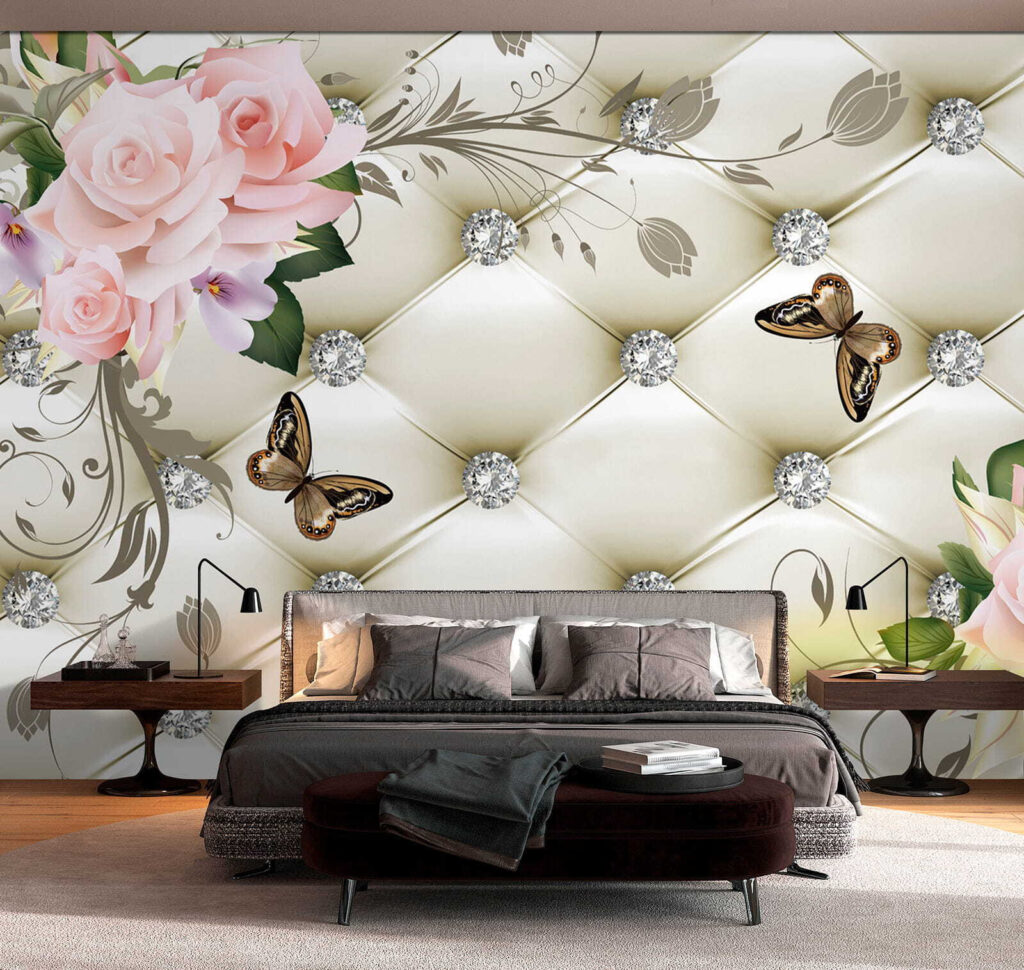 Vlinders tussen roze kussenruitjes — interieur 2