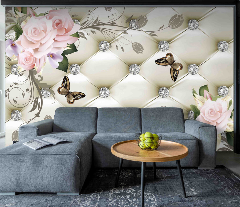 Vlinders tussen roze kussenruitjes — interieur 8