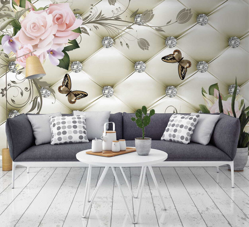 Vlinders tussen roze kussenruitjes — interieur 9