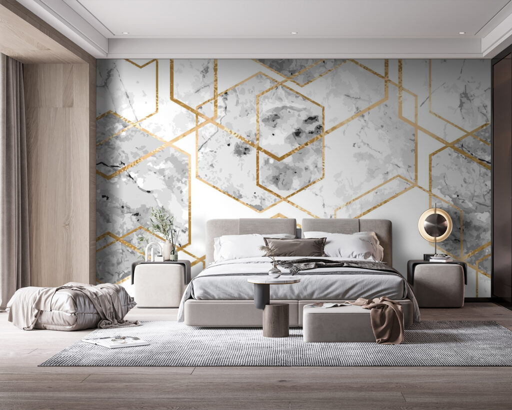 Zeshoeken met goudkleurige randen — interieur 2