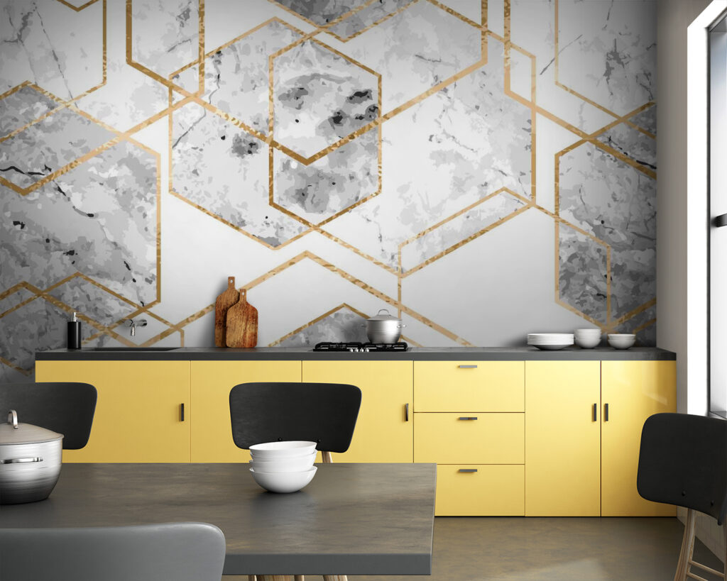 Zeshoeken met goudkleurige randen — interieur 3