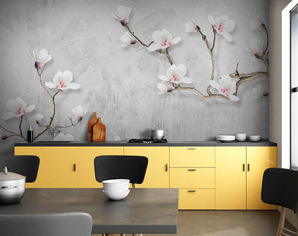 Witte bloesem op grijs — interieur 6