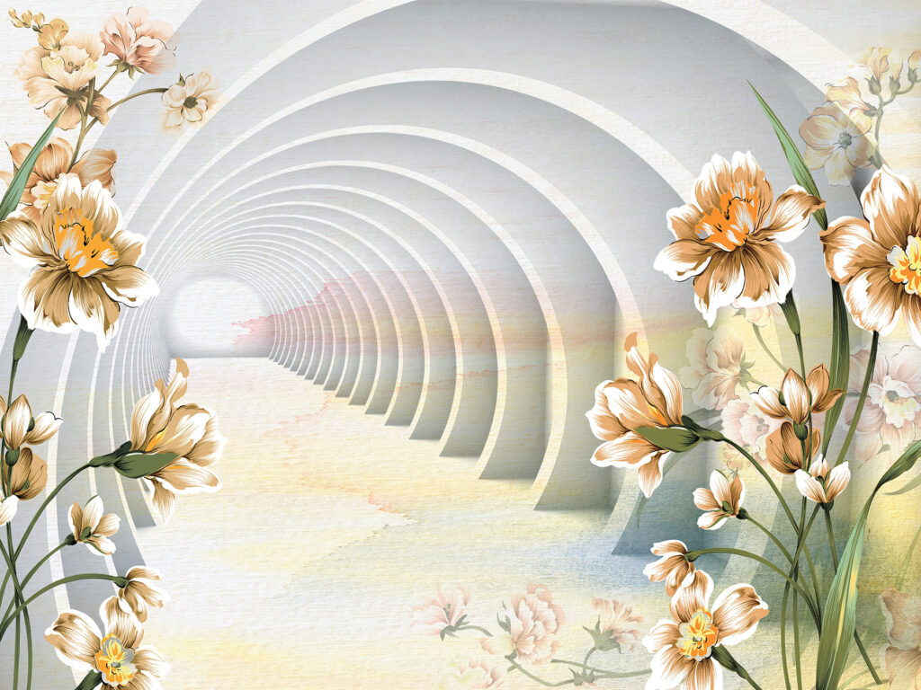 Bloemen bij een boogtunnel — volledig ontwerp