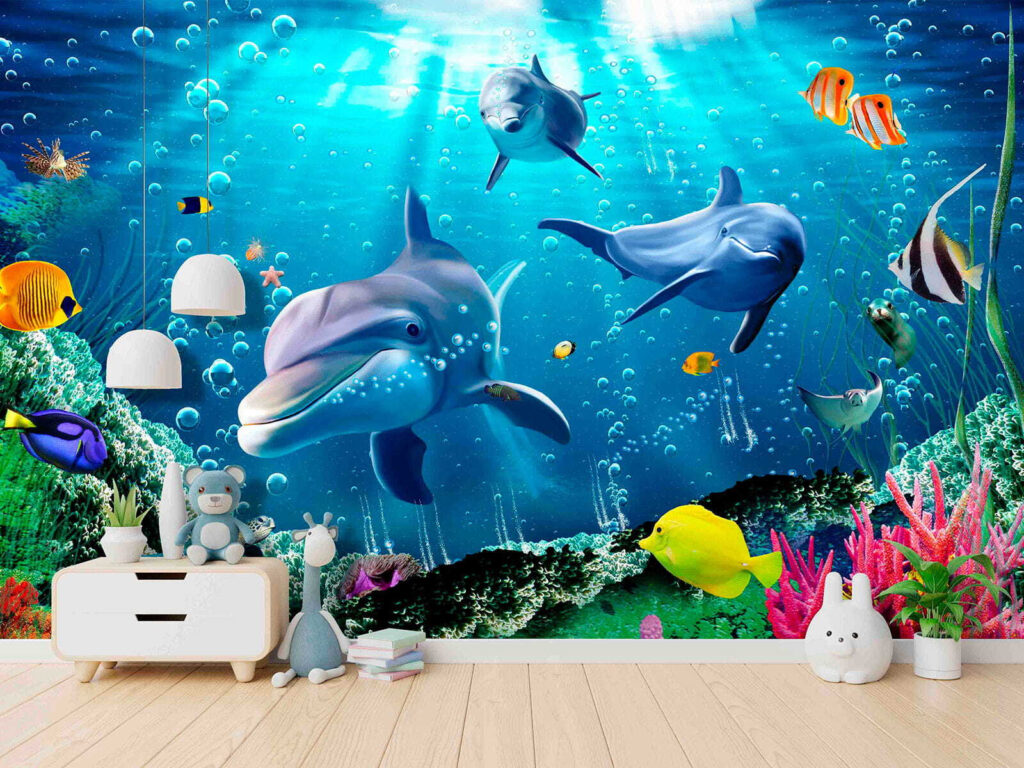 Dolfijnen onder stralend waterlicht — interieur 2