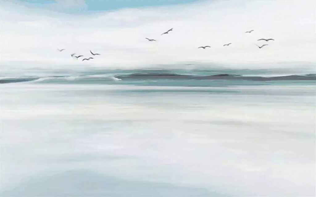 Vogels boven bleke zeestreken — volledig ontwerp