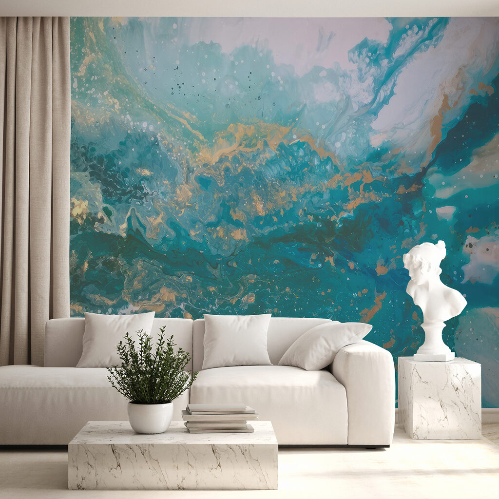 Turquoise stromen met goudsporen — interieur 9
