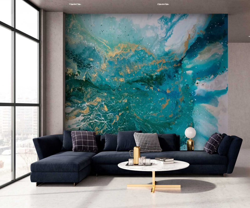 Turquoise stromen met goudsporen — interieur 6