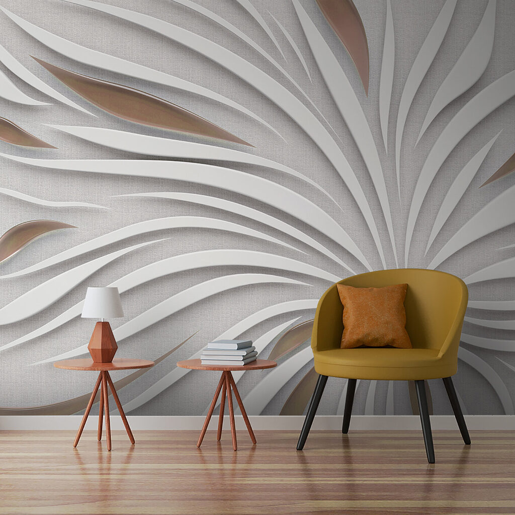 Witte bladstralen met schaduwen — interieur 3