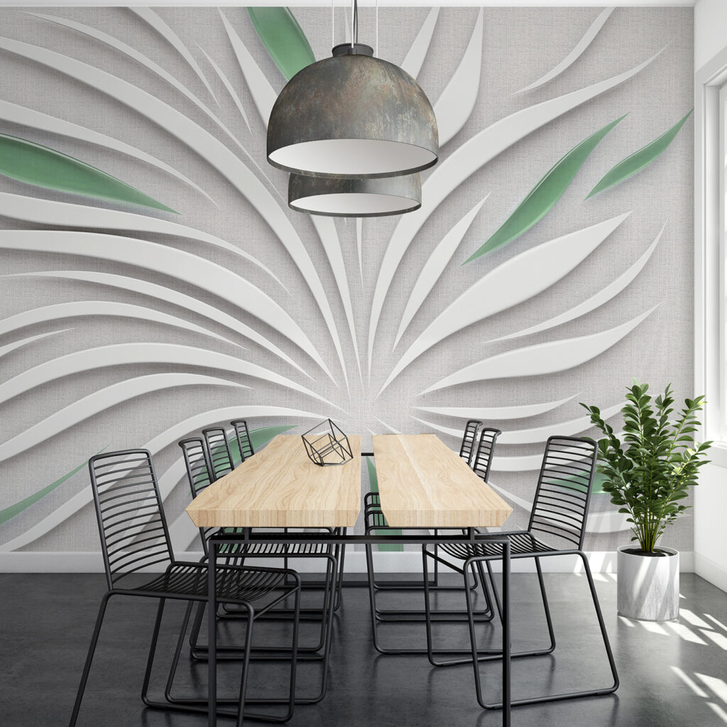 Witte bladstralen met schaduwen — interieur 1