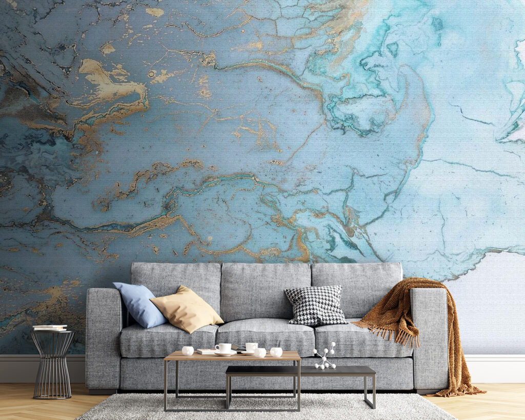 Lichtblauwe vlakken met goudaders — interieur 5