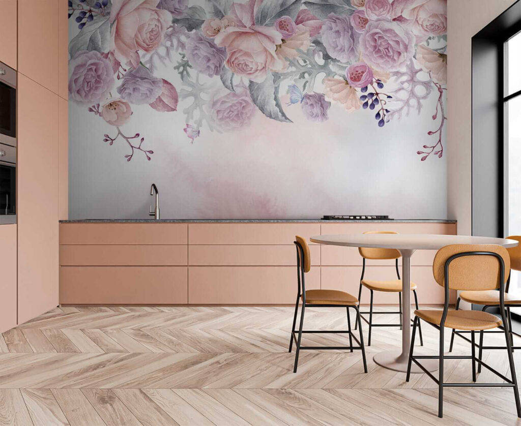 Rozen langs roze verfnevel — interieur 8