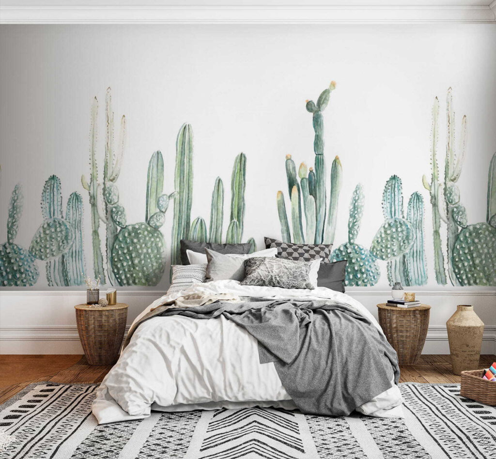 Groep cactussen op witte achtergrond — interieur 4