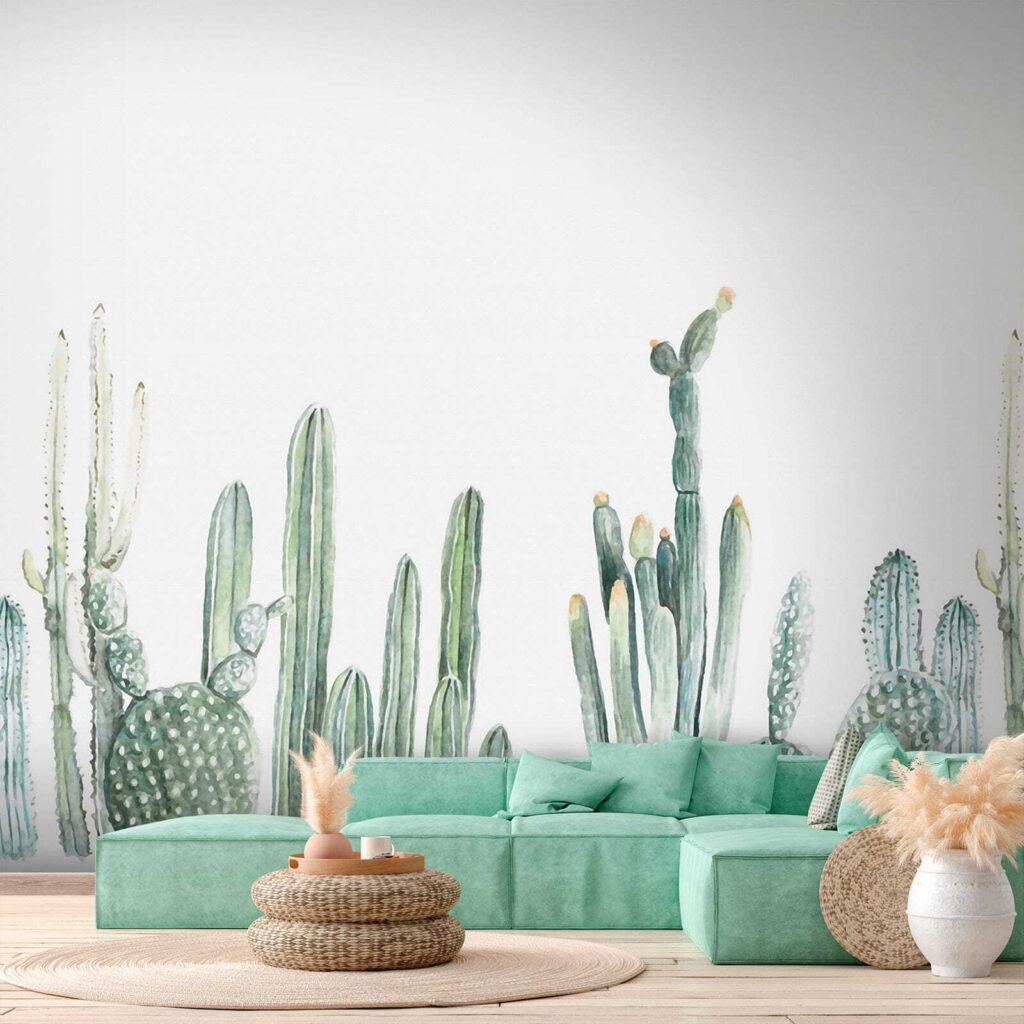 Groep cactussen op witte achtergrond — interieur 5
