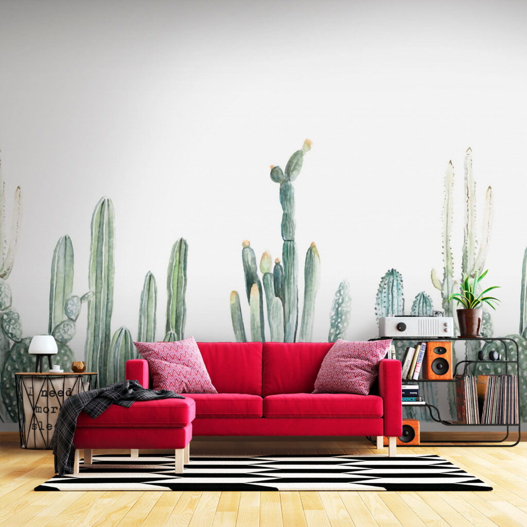 Groep cactussen op witte achtergrond — interieur 6