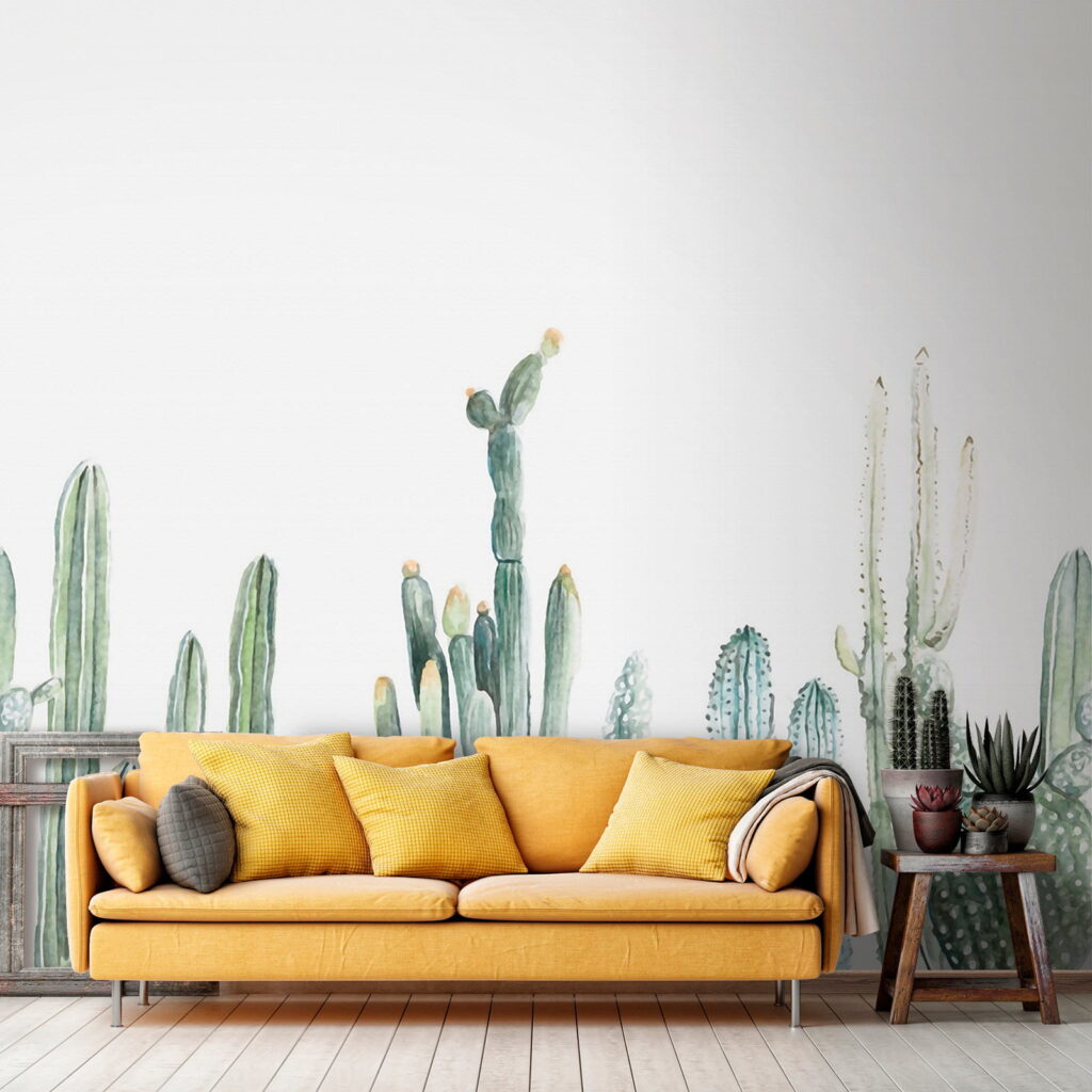 Groep cactussen op witte achtergrond — interieur 7