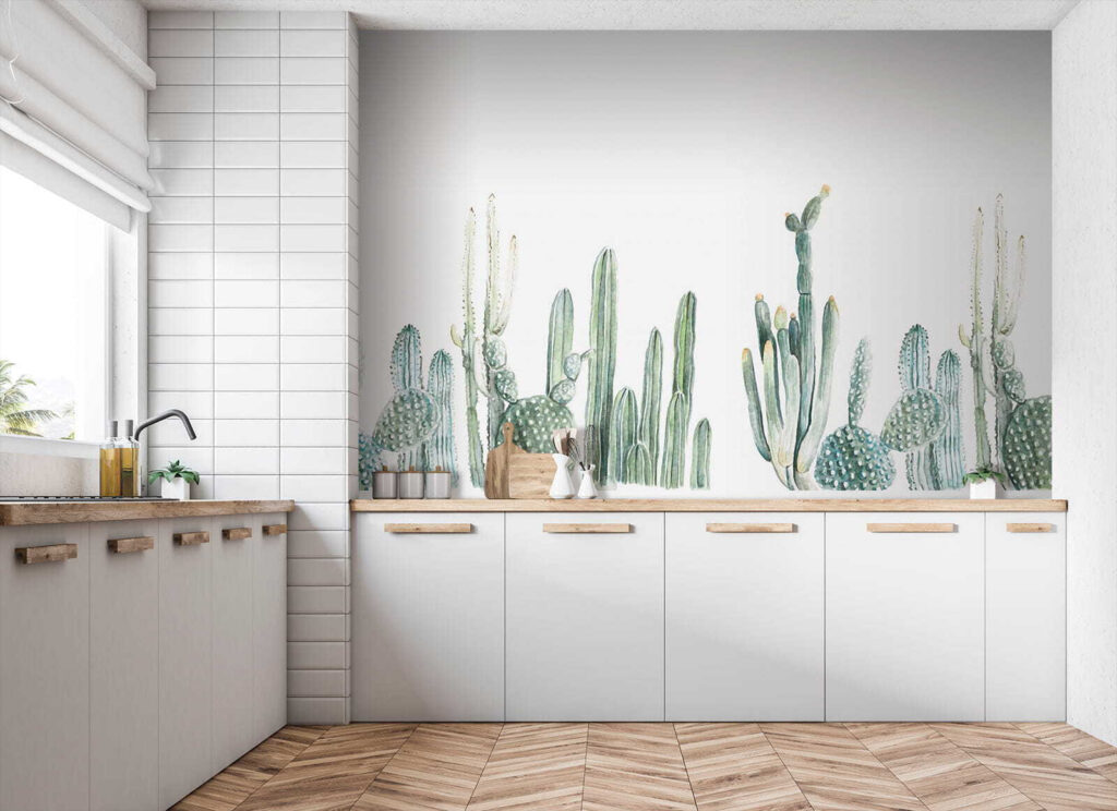 Groep cactussen op witte achtergrond — interieur 8