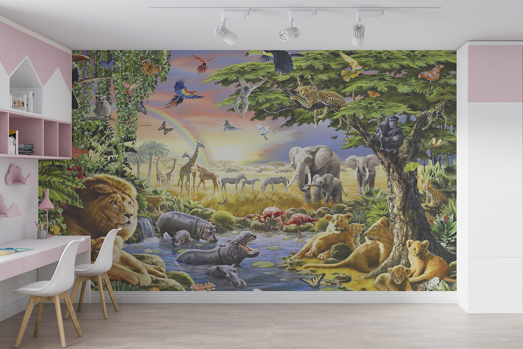 Dieren rond een junglepoel — interieur 12
