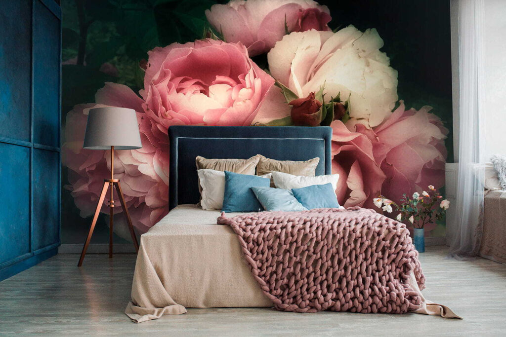 Pioenrozen in oudroze schaduw — interieur 2
