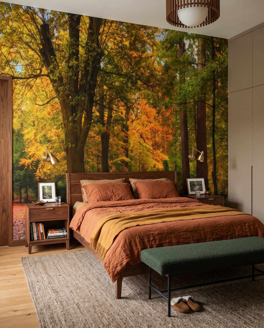 Een bocht door herfstlicht in een interieur