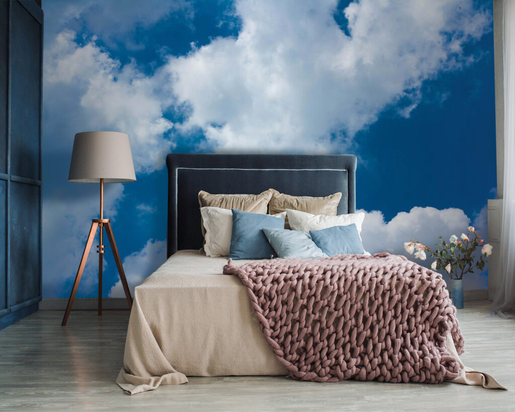 Witte wolken door helderblauw — interieur 2