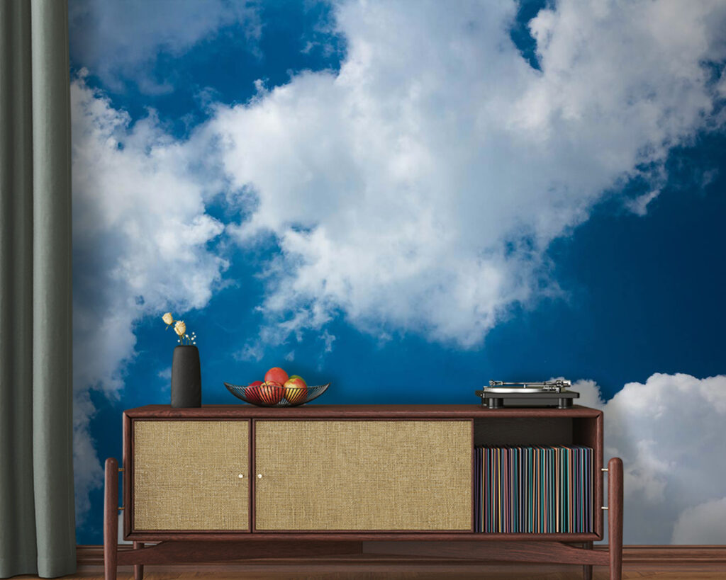 Witte wolken door helderblauw — interieur 1