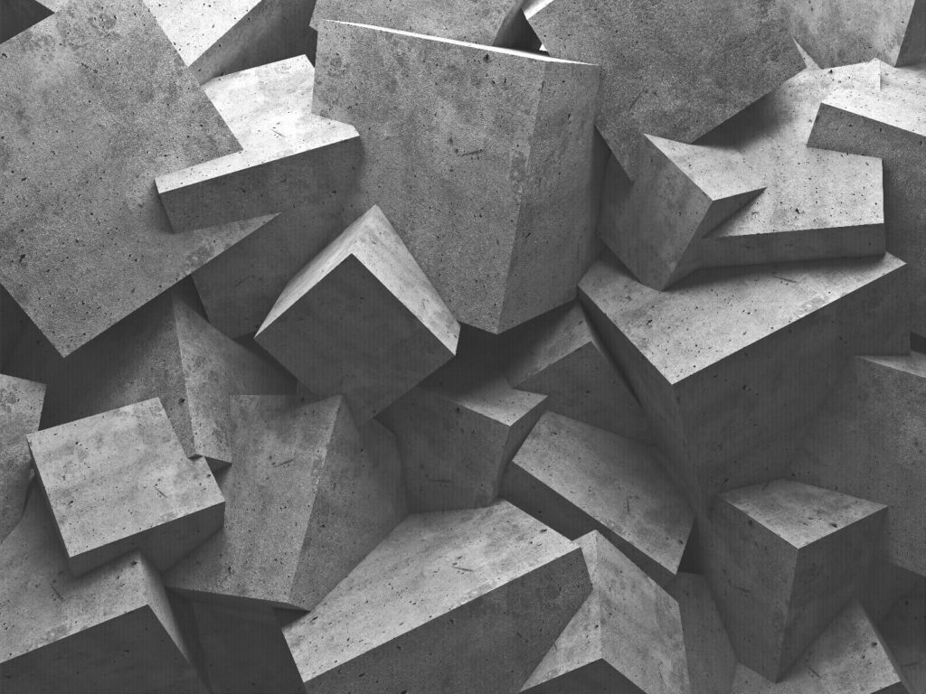 Hoekige blokken in grijs — volledig ontwerp