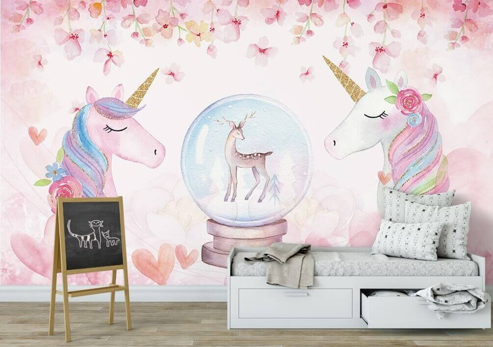 Eenhoorns rond een sneeuwbol — interieur 2