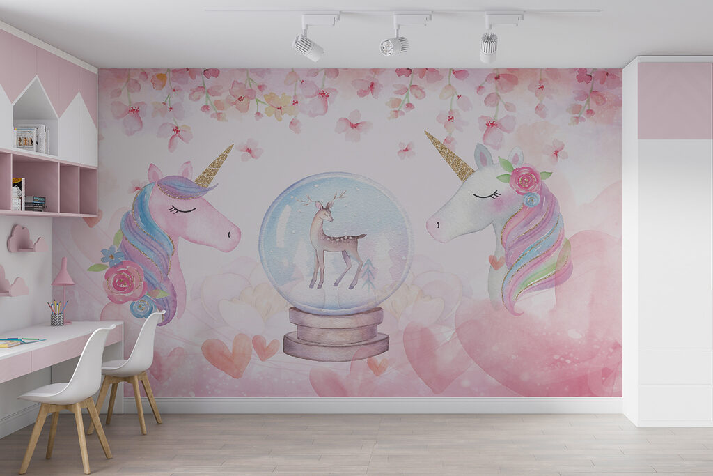 Eenhoorns rond een sneeuwbol — interieur 3