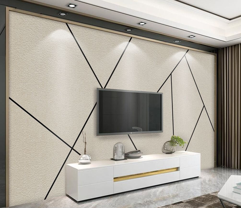 Geometrische lijnen in neutrale tinten in een interieur