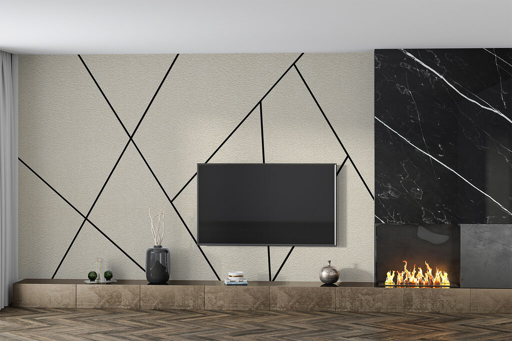 Zwarte lijnen door zandkleur — interieur 4