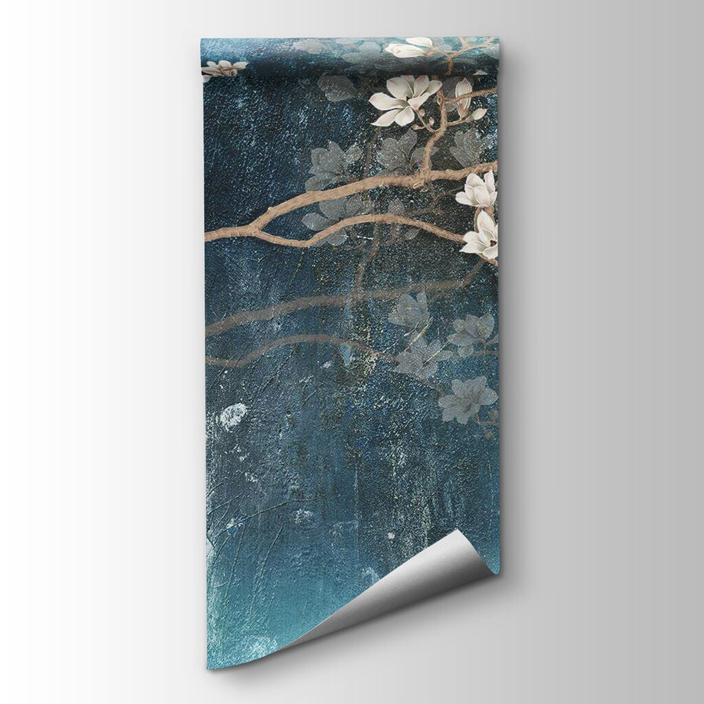 Witte bloesem op turquoise — productweergave