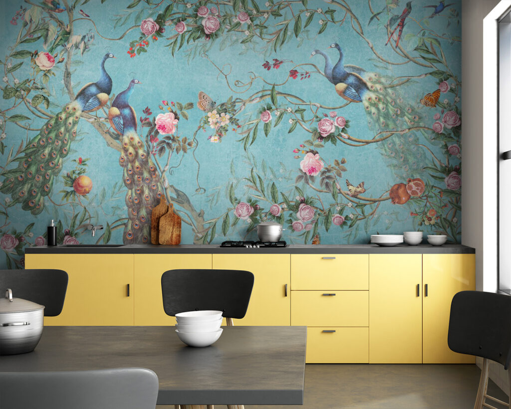 Pauwen in een rozentuin — interieur 2