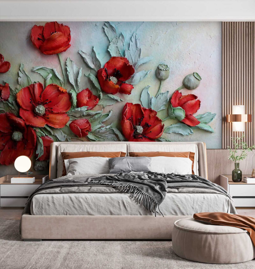 Levendige rode bloemen in zachte tinten — interieur 2