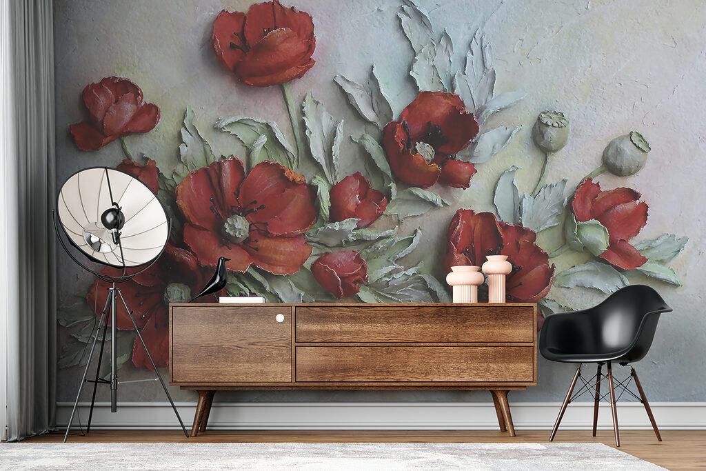 Levendige rode bloemen in zachte tinten — interieur 11