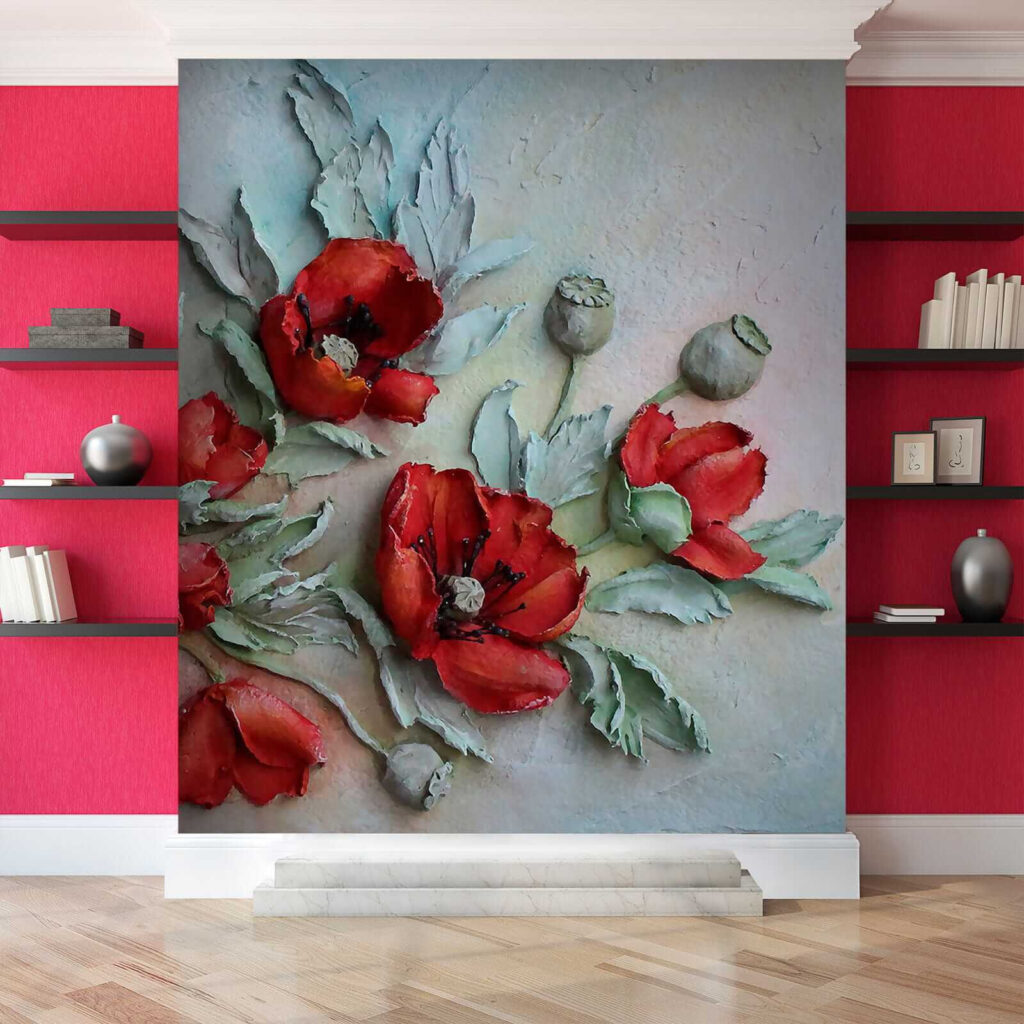 Levendige rode bloemen in zachte tinten — interieur 8