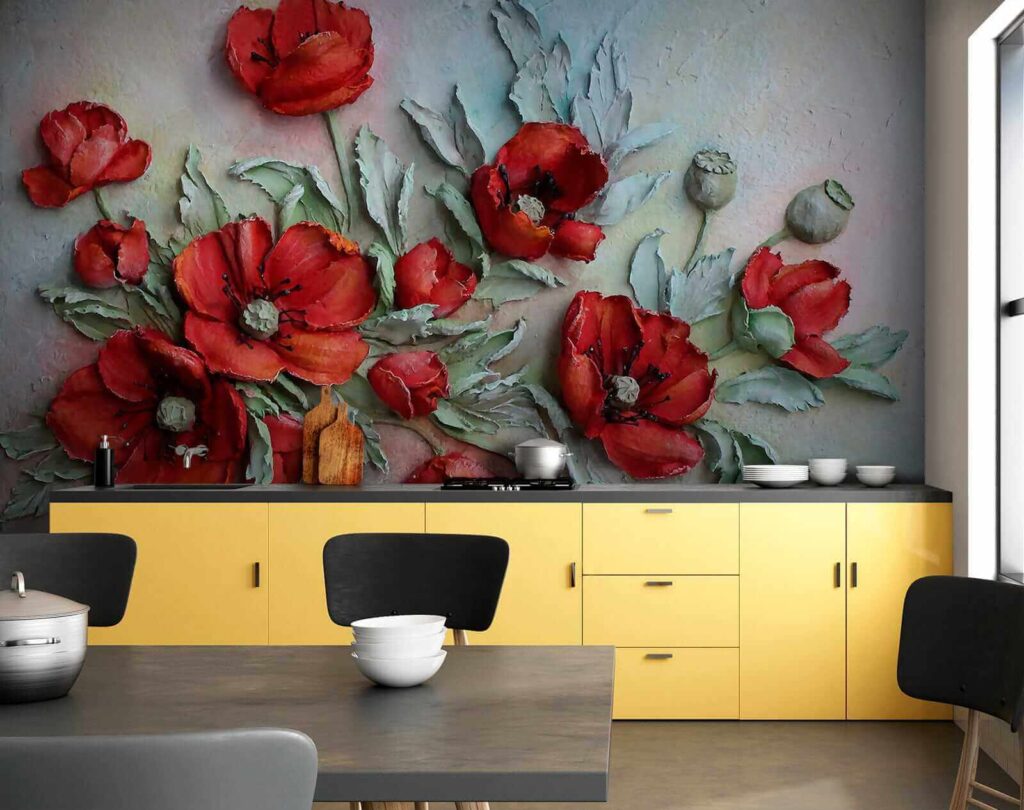 Levendige rode bloemen in zachte tinten — interieur 9