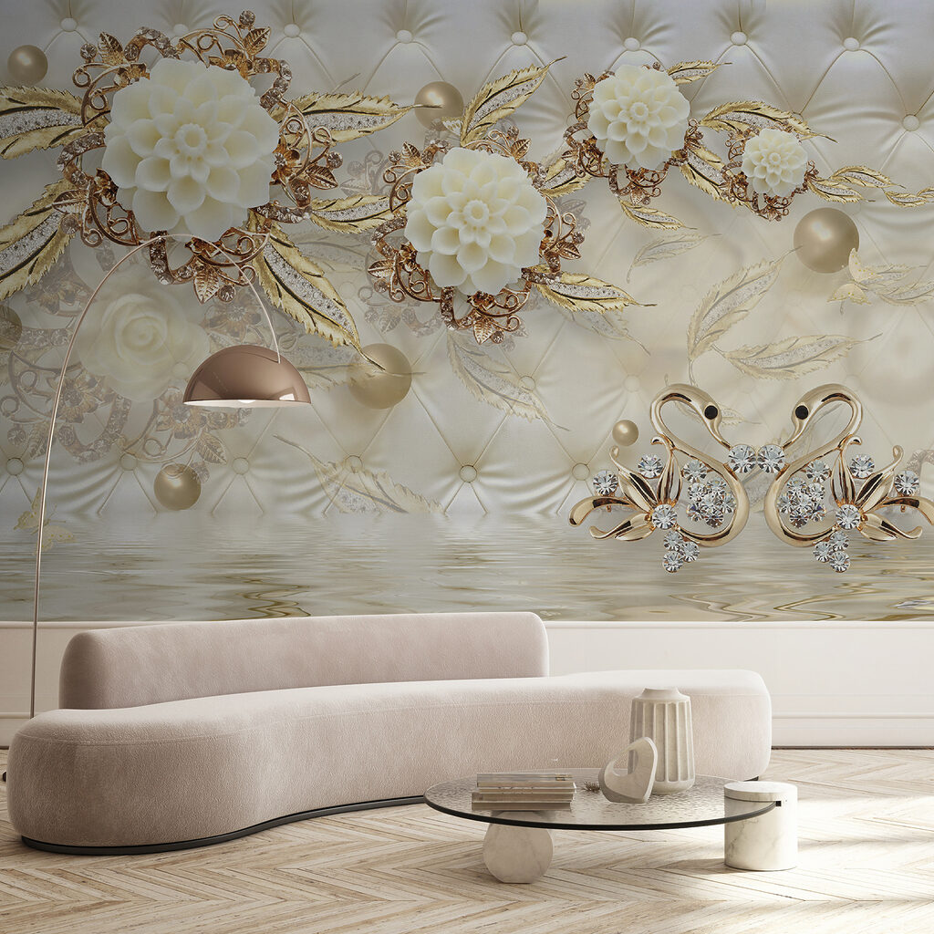 Sierlijke zwanen tussen bloemen — interieur 2