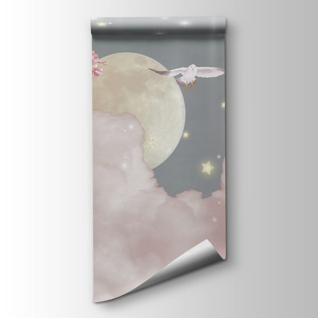 Zwanen boven roze maanwolken — productweergave