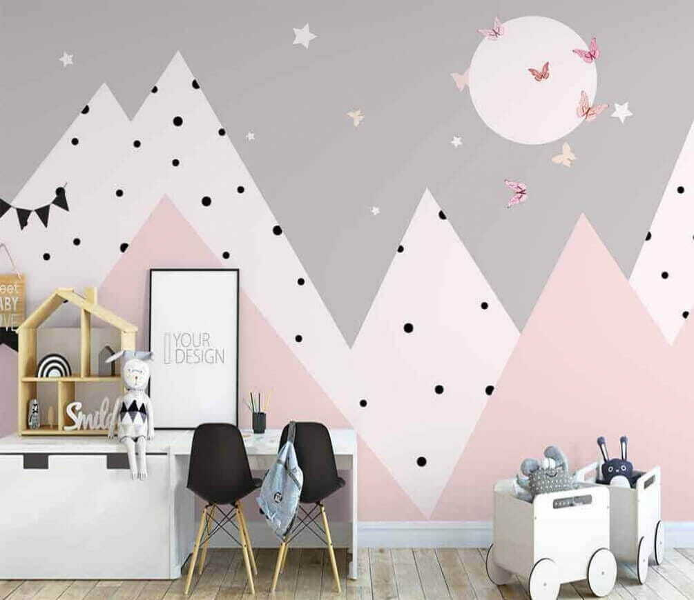 Roze bergen met stippen — interieur 1