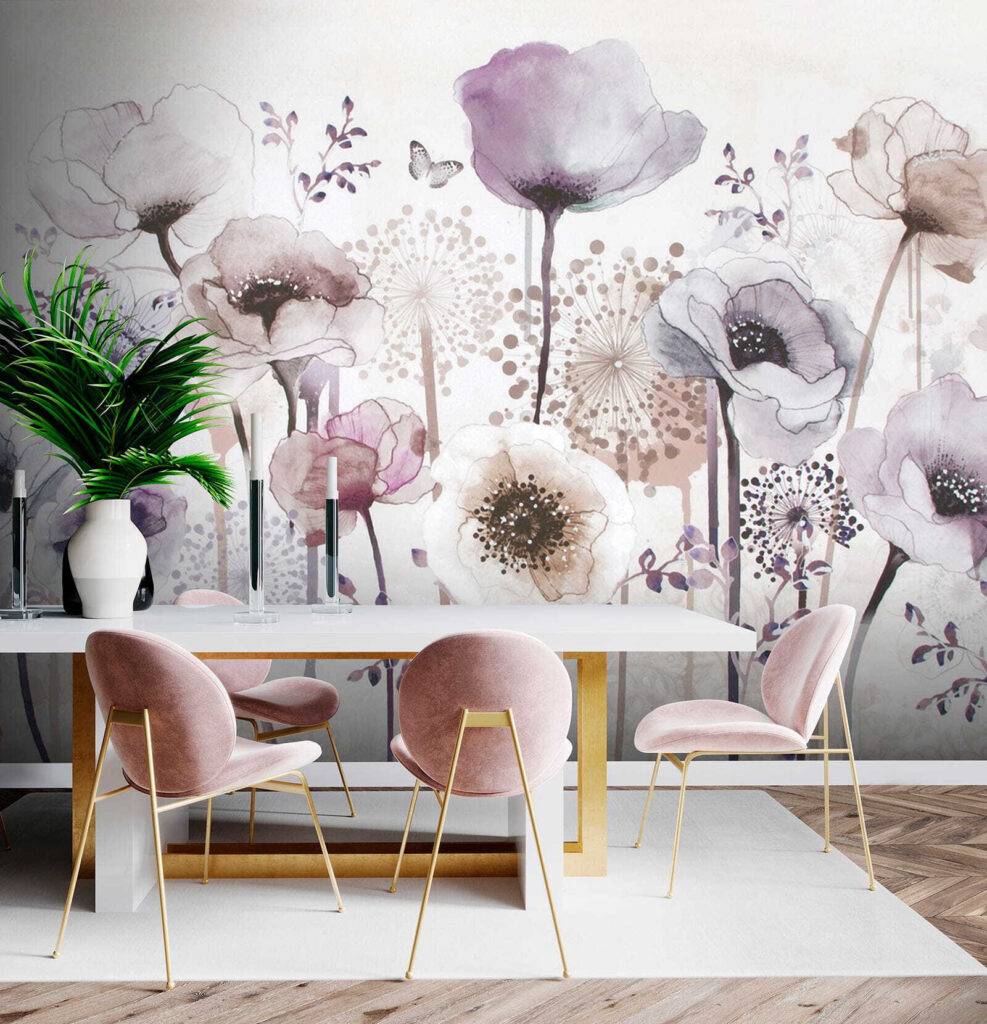 Veldbloemen in lila aquarel — interieur 3