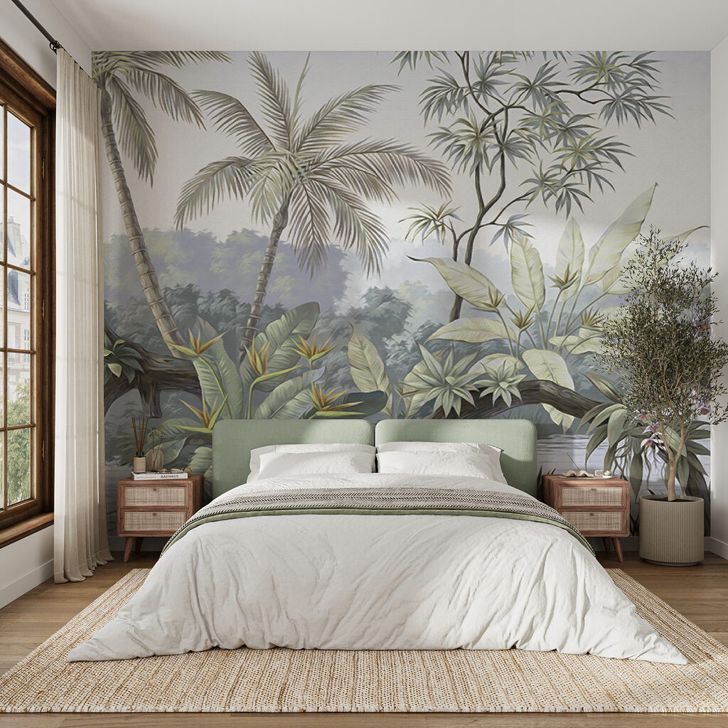 Palmen in oude landschapsprent — interieur 3