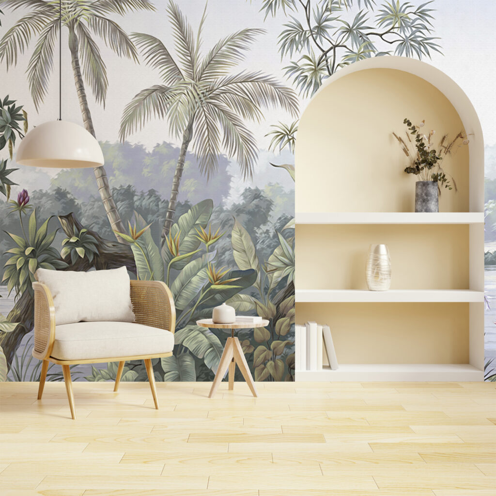 Palmen in oude landschapsprent — interieur 1