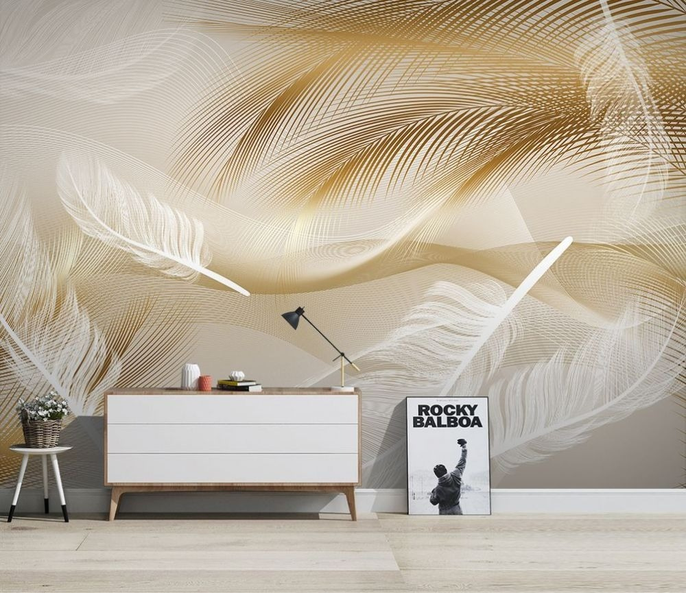 Elegante veren in zachte golven in een interieur