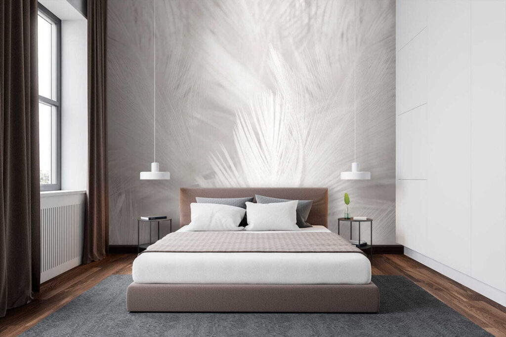 Witte veren op een wit oppervlak — interieur 4