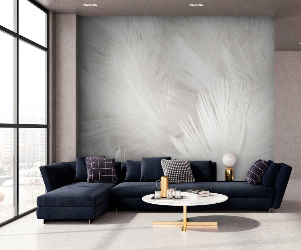 Witte veren op een wit oppervlak — interieur 6